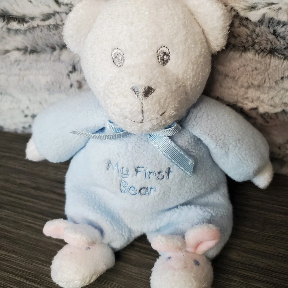 Carter's Prestige‎ Toy My First 1st Bear Rattle Plush Baby Blue Teddy Bunny Feet